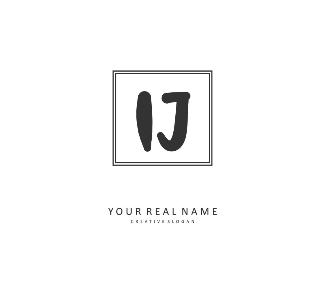 IJ Initial letter handwriting and  signature logo. A concept handwriting initial logo with template element. vector