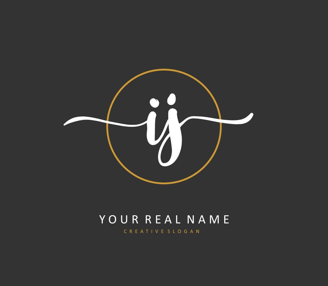 IJ Initial letter handwriting and  signature logo. A concept handwriting initial logo with template element. vector