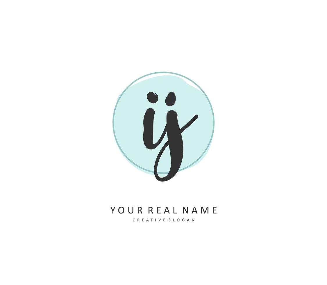 IJ Initial letter handwriting and signature logo. A concept handwriting ...