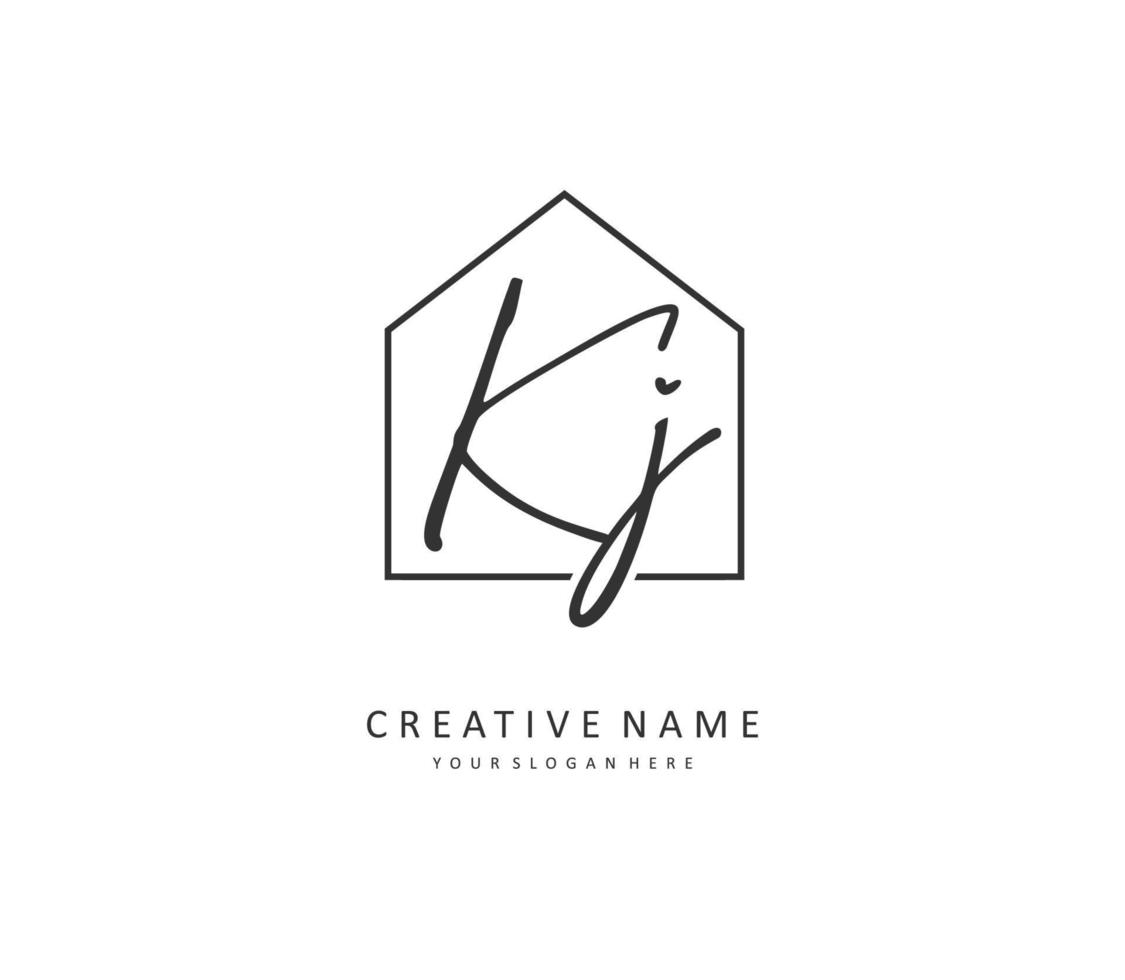 KJ Initial letter handwriting and  signature logo. A concept handwriting initial logo with template element. vector