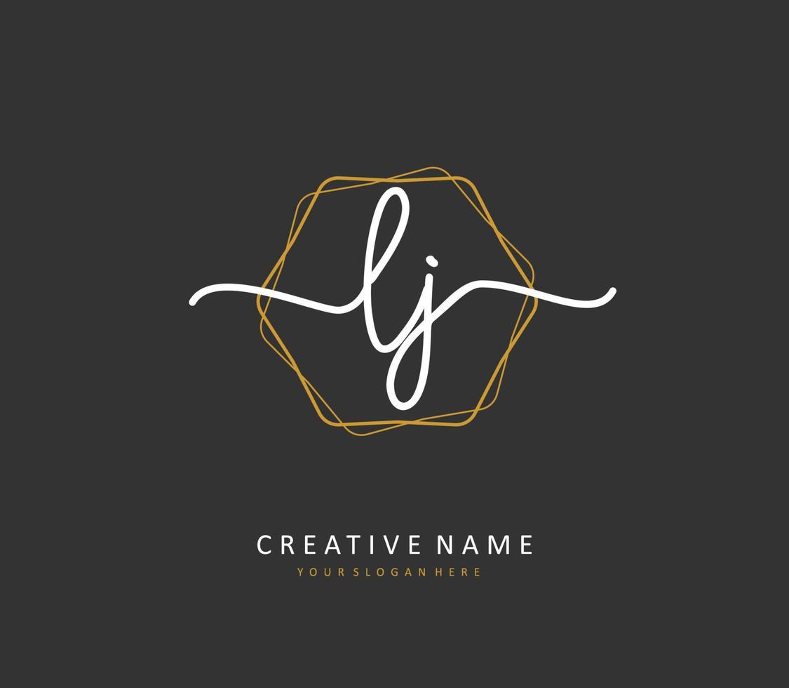 LJ Initial letter handwriting and  signature logo. A concept handwriting initial logo with template element. vector