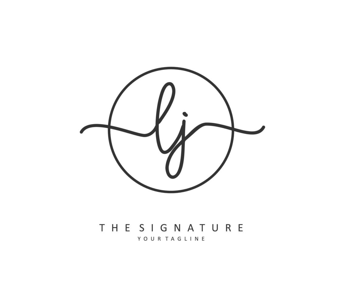 LJ Initial letter handwriting and  signature logo. A concept handwriting initial logo with template element. vector