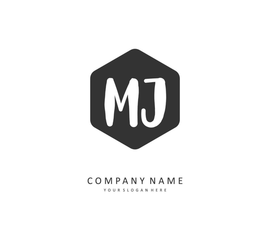 MJ Initial letter handwriting and  signature logo. A concept handwriting initial logo with template element. vector