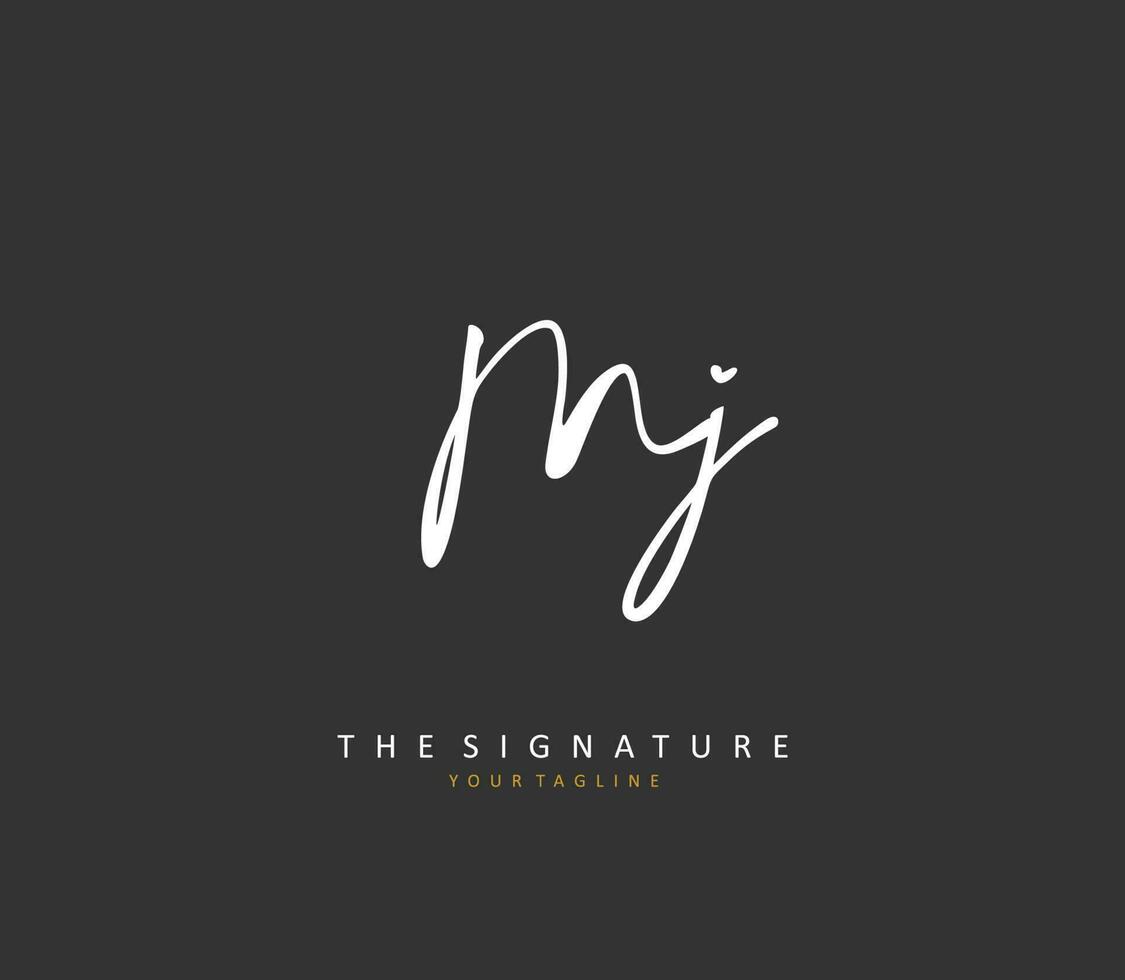 MJ Initial letter handwriting and  signature logo. A concept handwriting initial logo with template element. vector