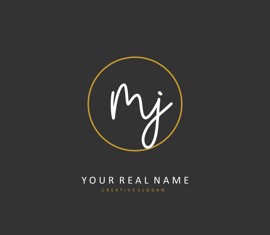 MJ Initial letter handwriting and  signature logo. A concept handwriting initial logo with template element. vector