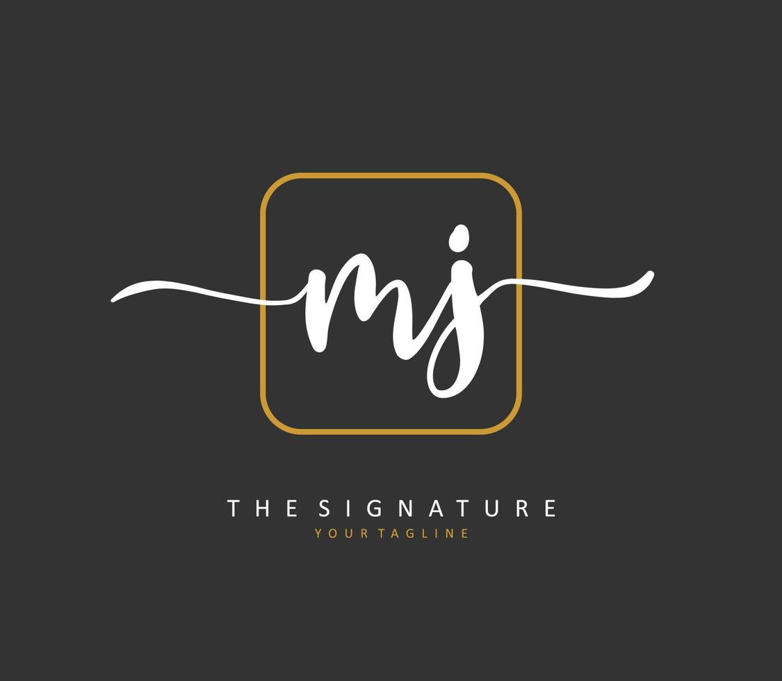 MJ Initial letter handwriting and  signature logo. A concept handwriting initial logo with template element. vector