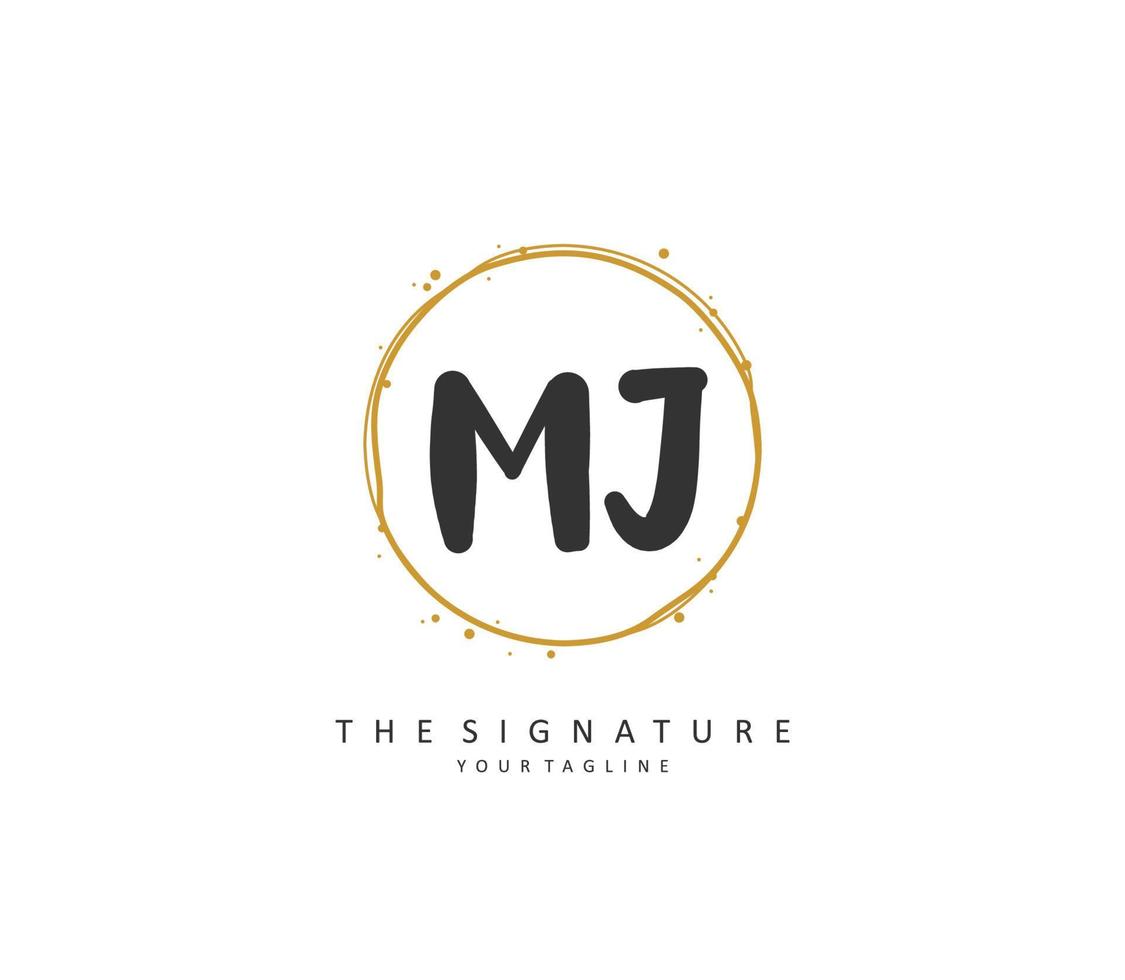 MJ Initial letter handwriting and  signature logo. A concept handwriting initial logo with template element. vector