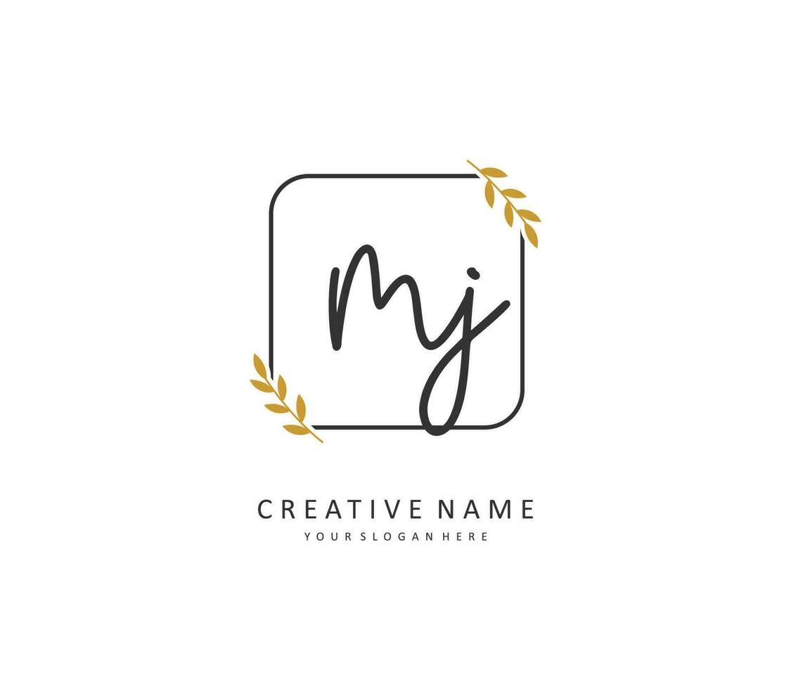 MJ Initial letter handwriting and  signature logo. A concept handwriting initial logo with template element. vector