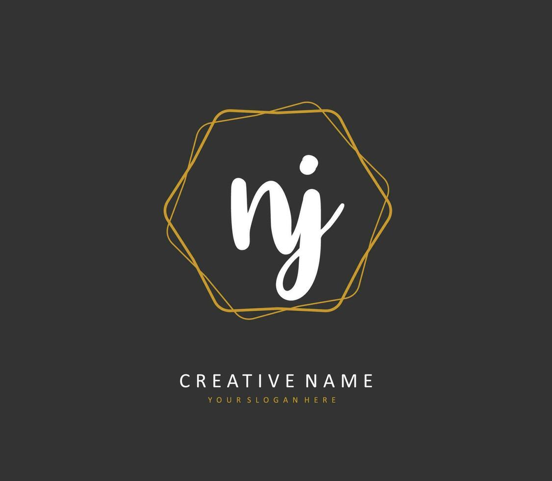 Nueva Jersey inicial letra escritura y firma logo. un concepto escritura inicial logo con modelo elemento. vector