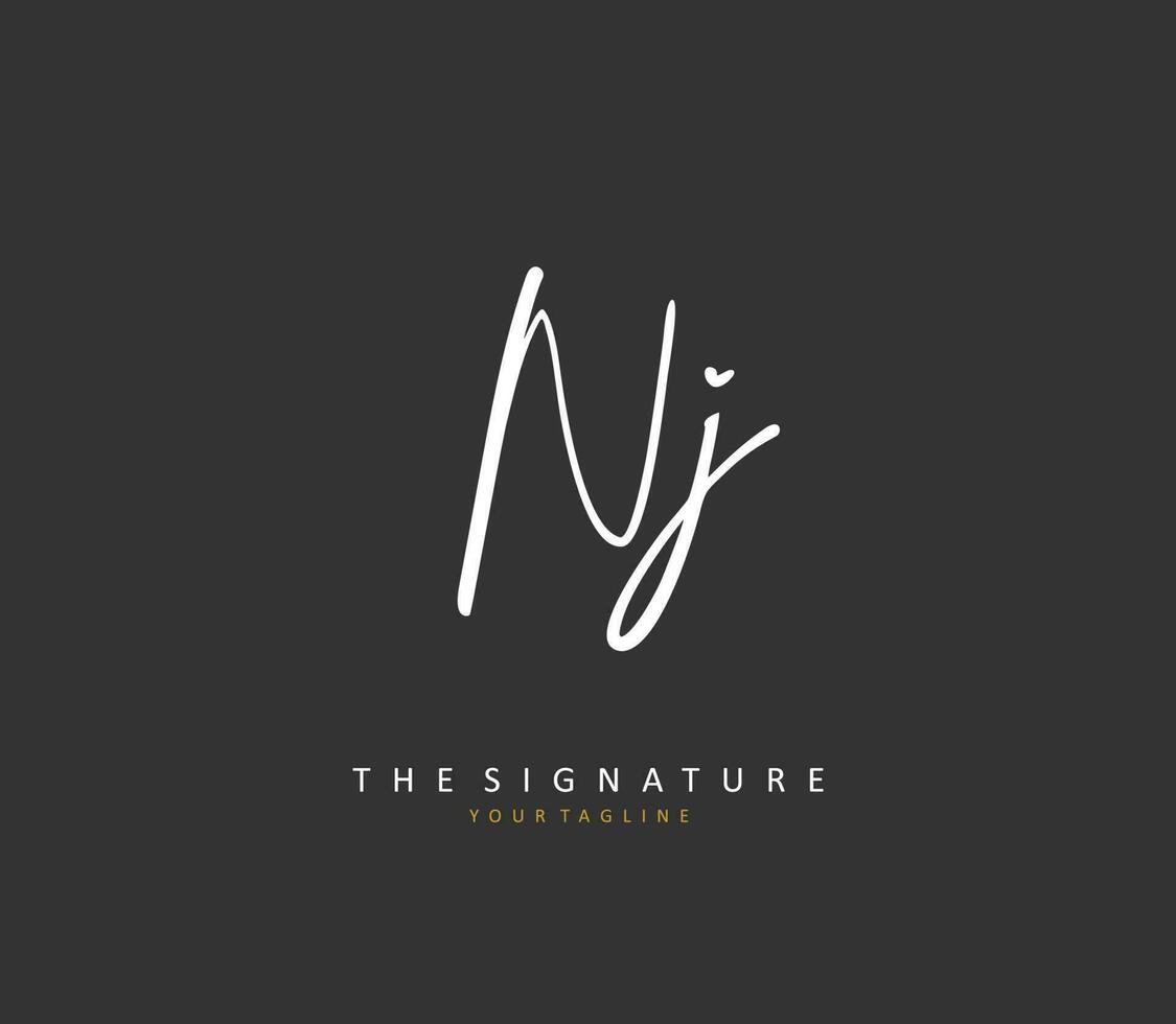 NJ Initial letter handwriting and  signature logo. A concept handwriting initial logo with template element. vector