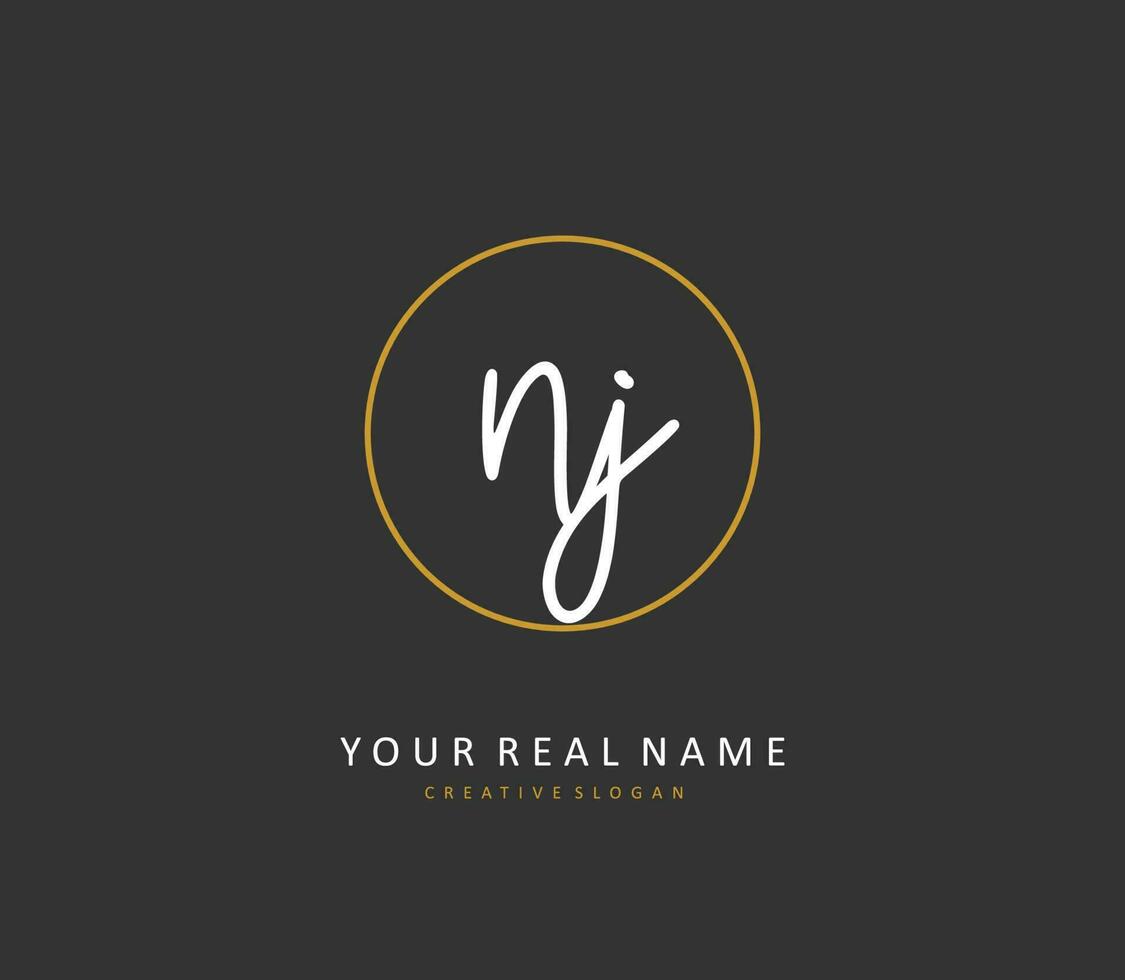 NJ Initial letter handwriting and  signature logo. A concept handwriting initial logo with template element. vector