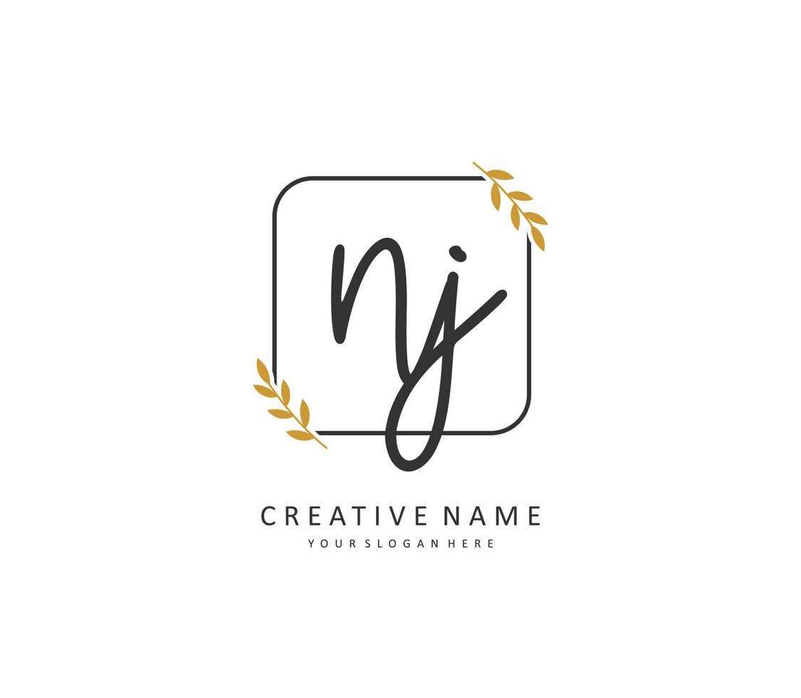 NJ Initial letter handwriting and  signature logo. A concept handwriting initial logo with template element. vector