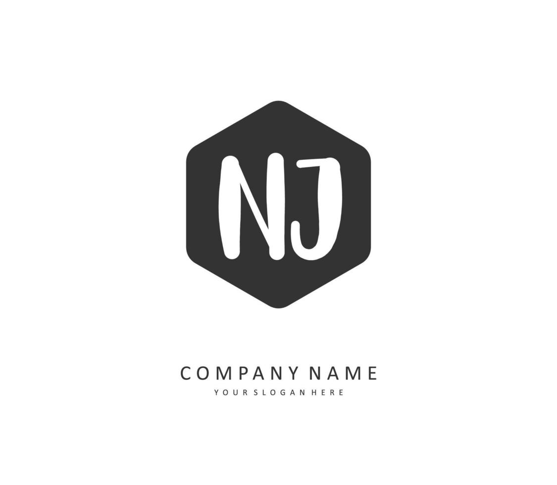 NJ Initial letter handwriting and  signature logo. A concept handwriting initial logo with template element. vector