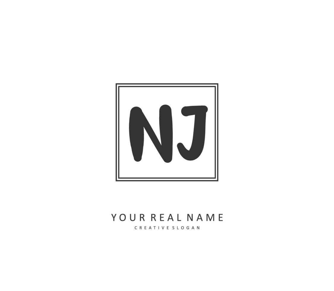 NJ Initial letter handwriting and  signature logo. A concept handwriting initial logo with template element. vector