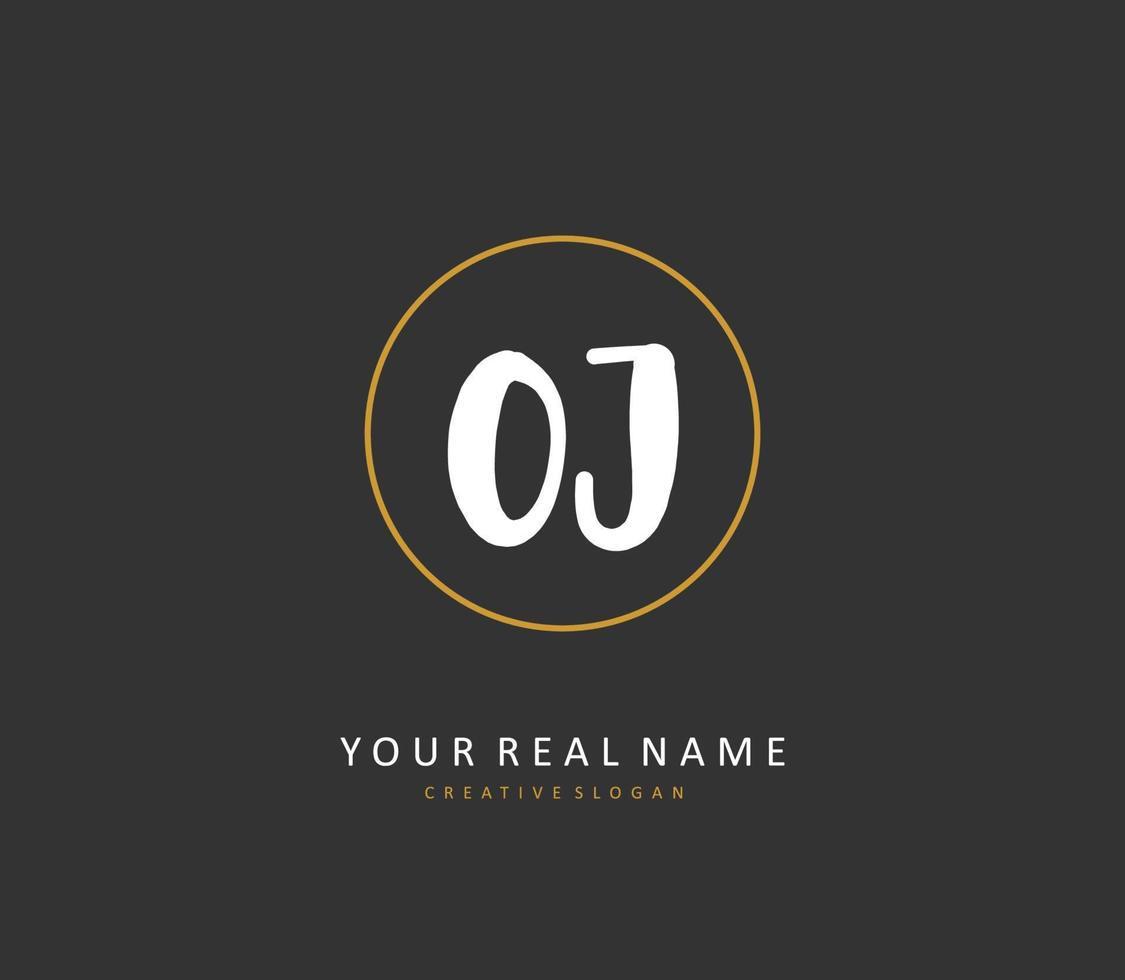 OJ Initial letter handwriting and  signature logo. A concept handwriting initial logo with template element. vector
