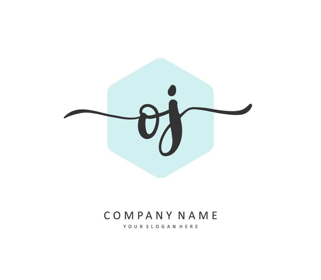 OJ Initial letter handwriting and  signature logo. A concept handwriting initial logo with template element. vector