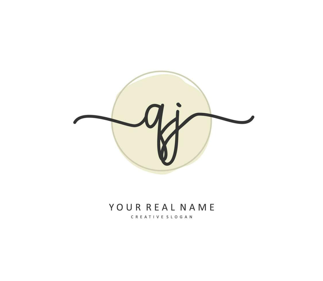 QJ Initial letter handwriting and  signature logo. A concept handwriting initial logo with template element. vector