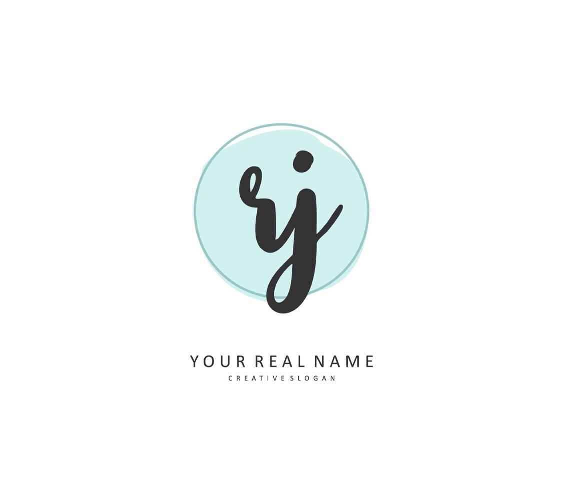 RJ Initial letter handwriting and  signature logo. A concept handwriting initial logo with template element. vector