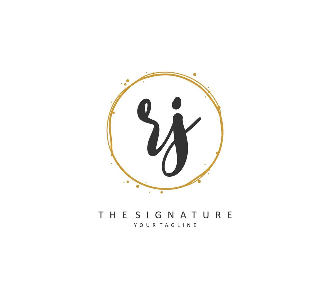 RJ Initial letter handwriting and  signature logo. A concept handwriting initial logo with template element. vector