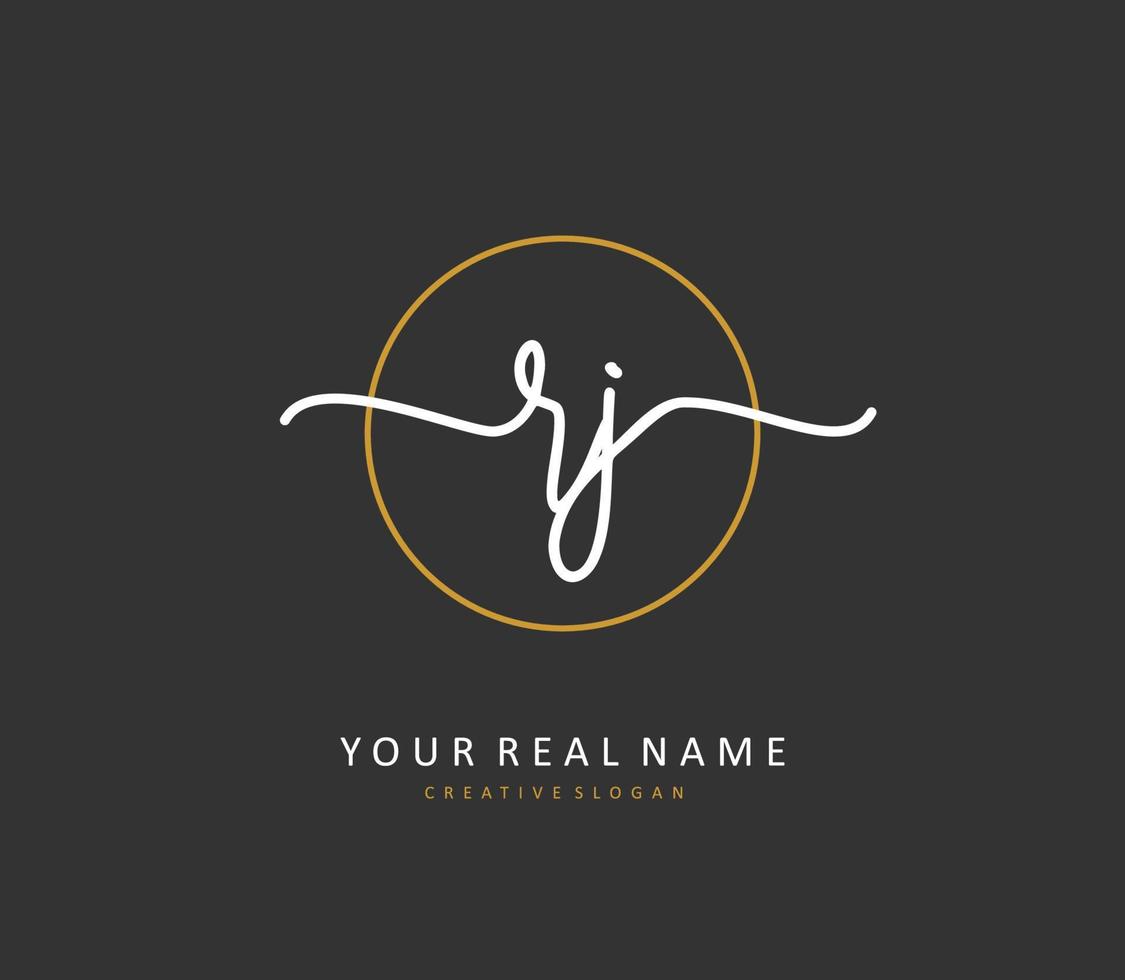 RJ Initial letter handwriting and  signature logo. A concept handwriting initial logo with template element. vector