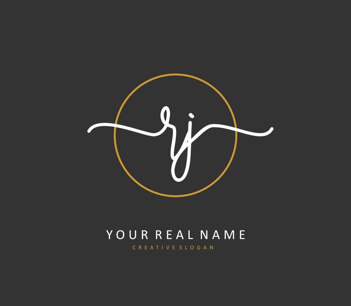 RJ Initial letter handwriting and  signature logo. A concept handwriting initial logo with template element. vector