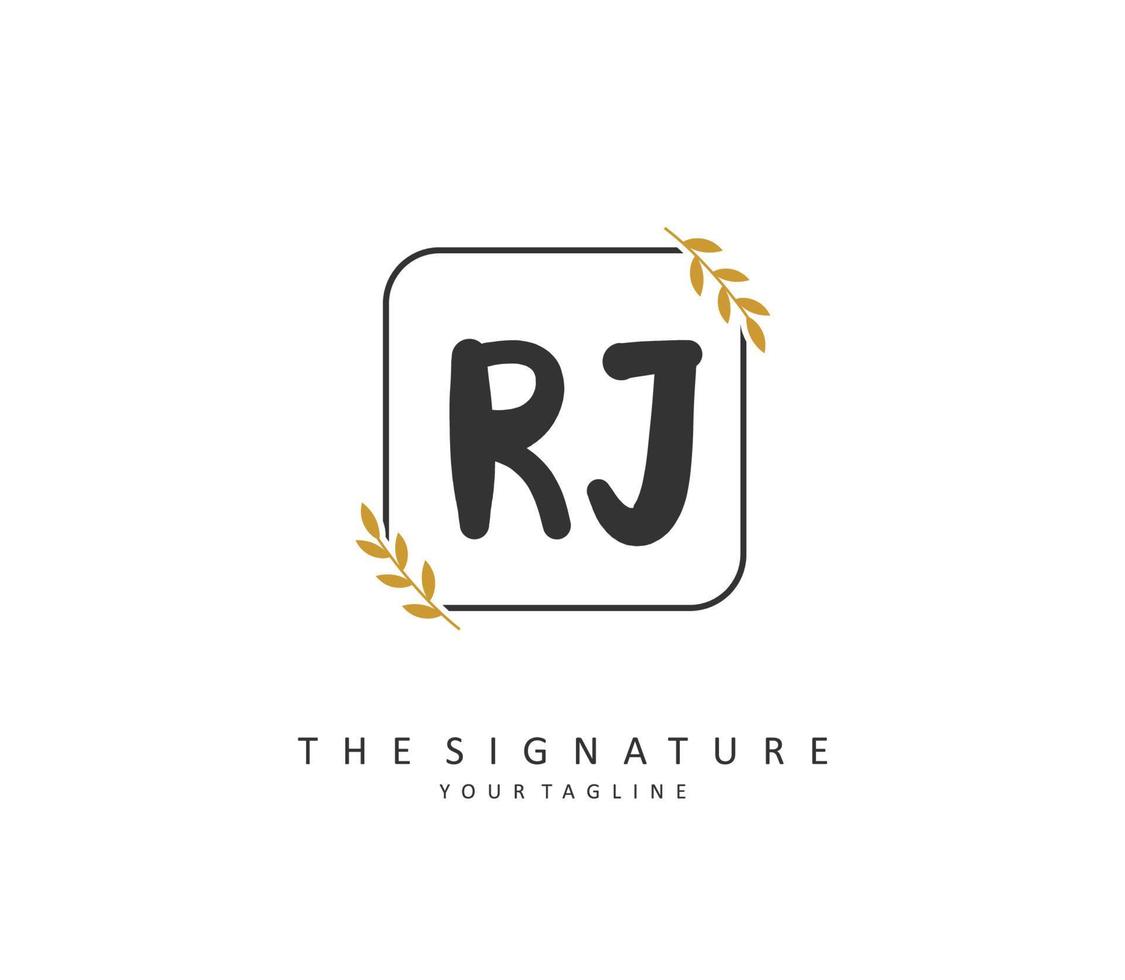 RJ Initial letter handwriting and  signature logo. A concept handwriting initial logo with template element. vector