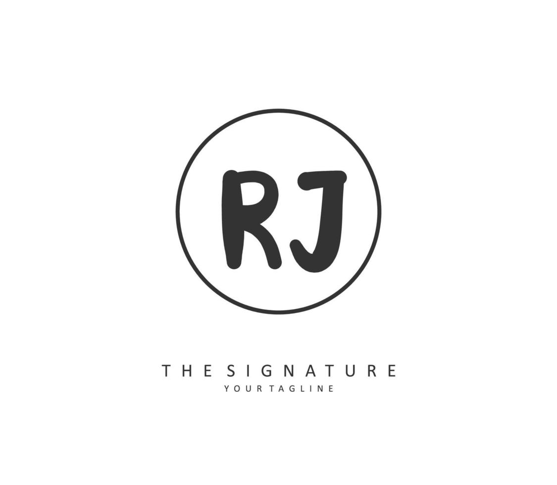 RJ Initial letter handwriting and  signature logo. A concept handwriting initial logo with template element. vector