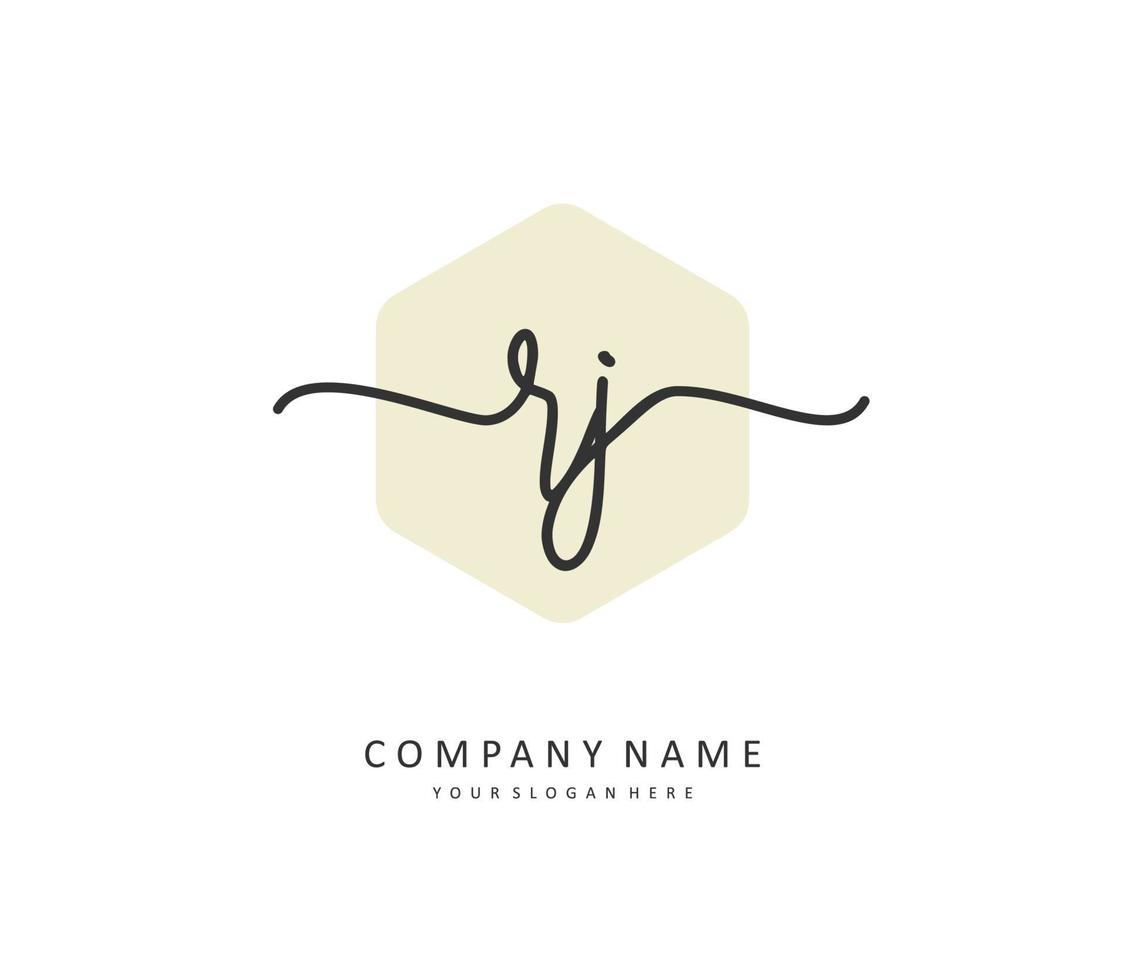 RJ Initial letter handwriting and  signature logo. A concept handwriting initial logo with template element. vector