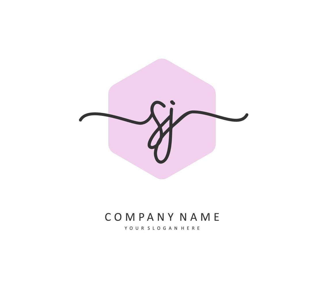 SJ Initial letter handwriting and  signature logo. A concept handwriting initial logo with template element. vector