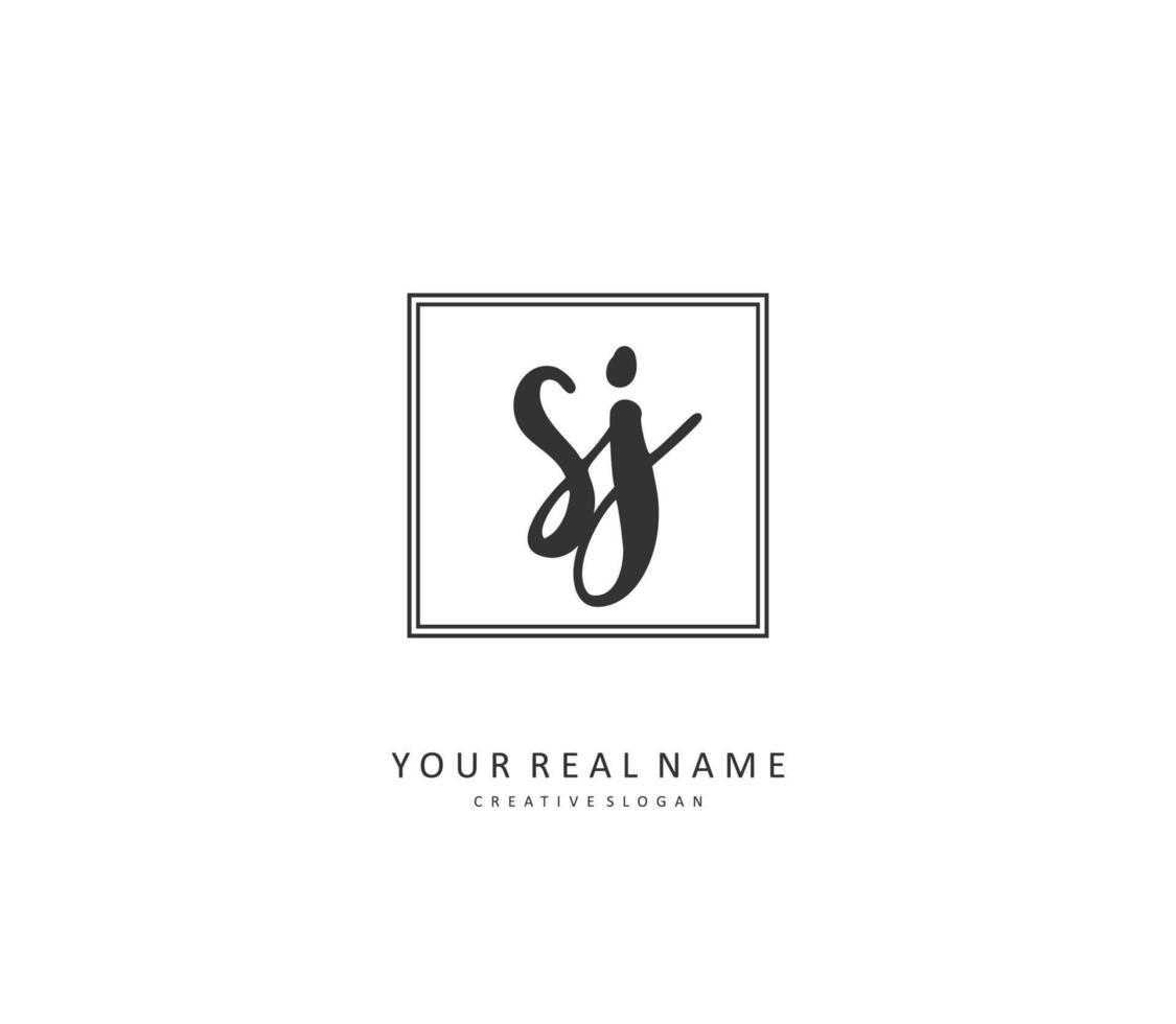 SJ Initial letter handwriting and  signature logo. A concept handwriting initial logo with template element. vector