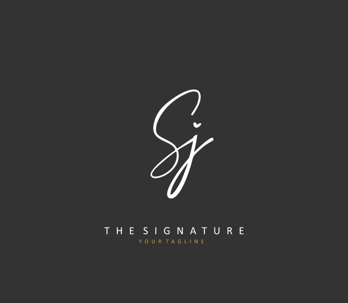 SJ Initial letter handwriting and  signature logo. A concept handwriting initial logo with template element. vector