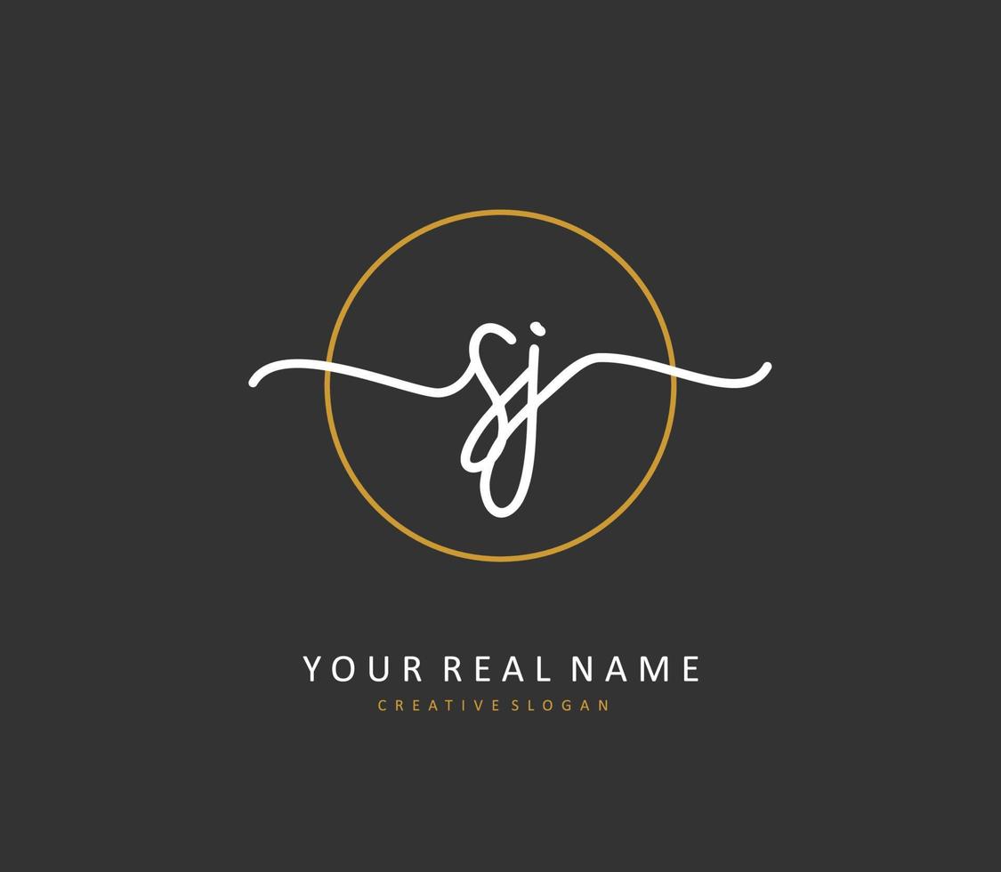 SJ Initial letter handwriting and  signature logo. A concept handwriting initial logo with template element. vector