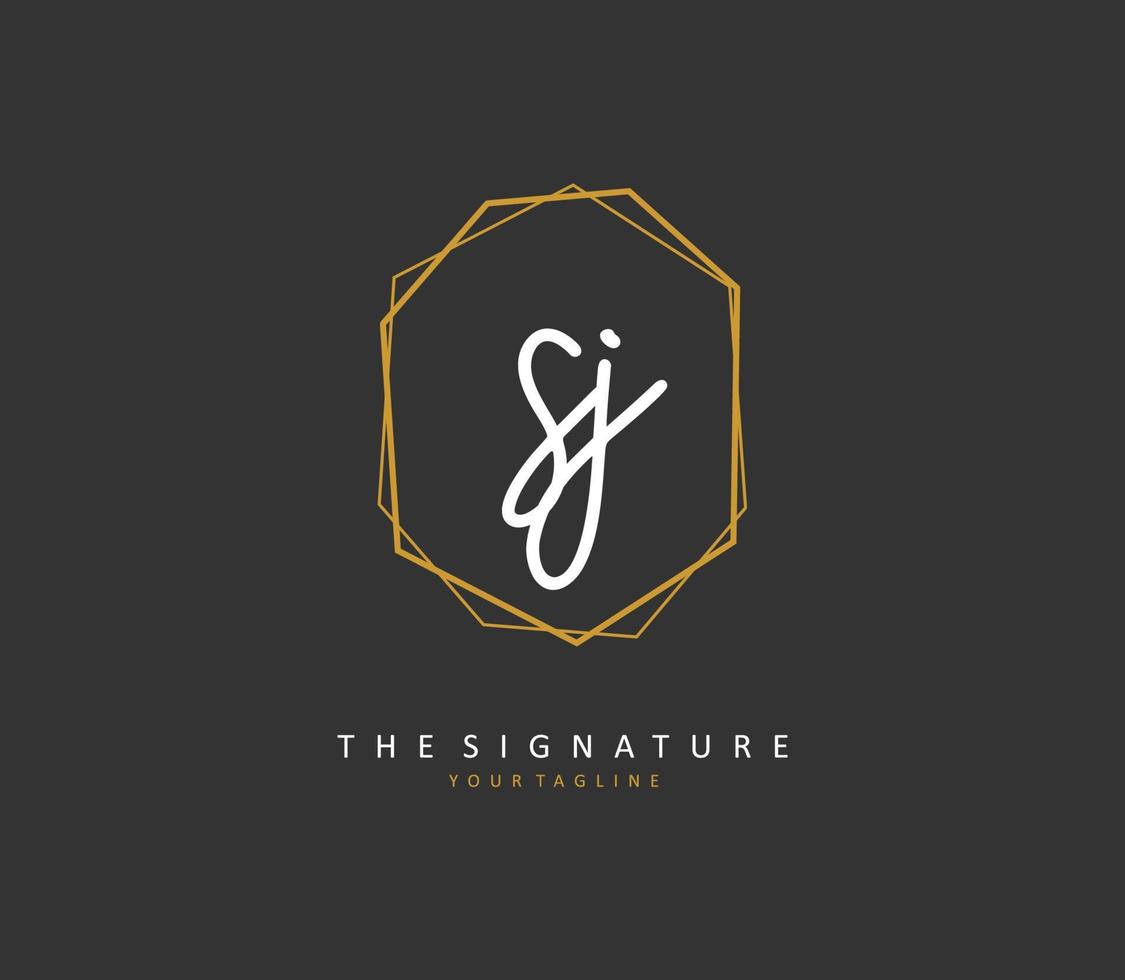 SJ Initial letter handwriting and  signature logo. A concept handwriting initial logo with template element. vector