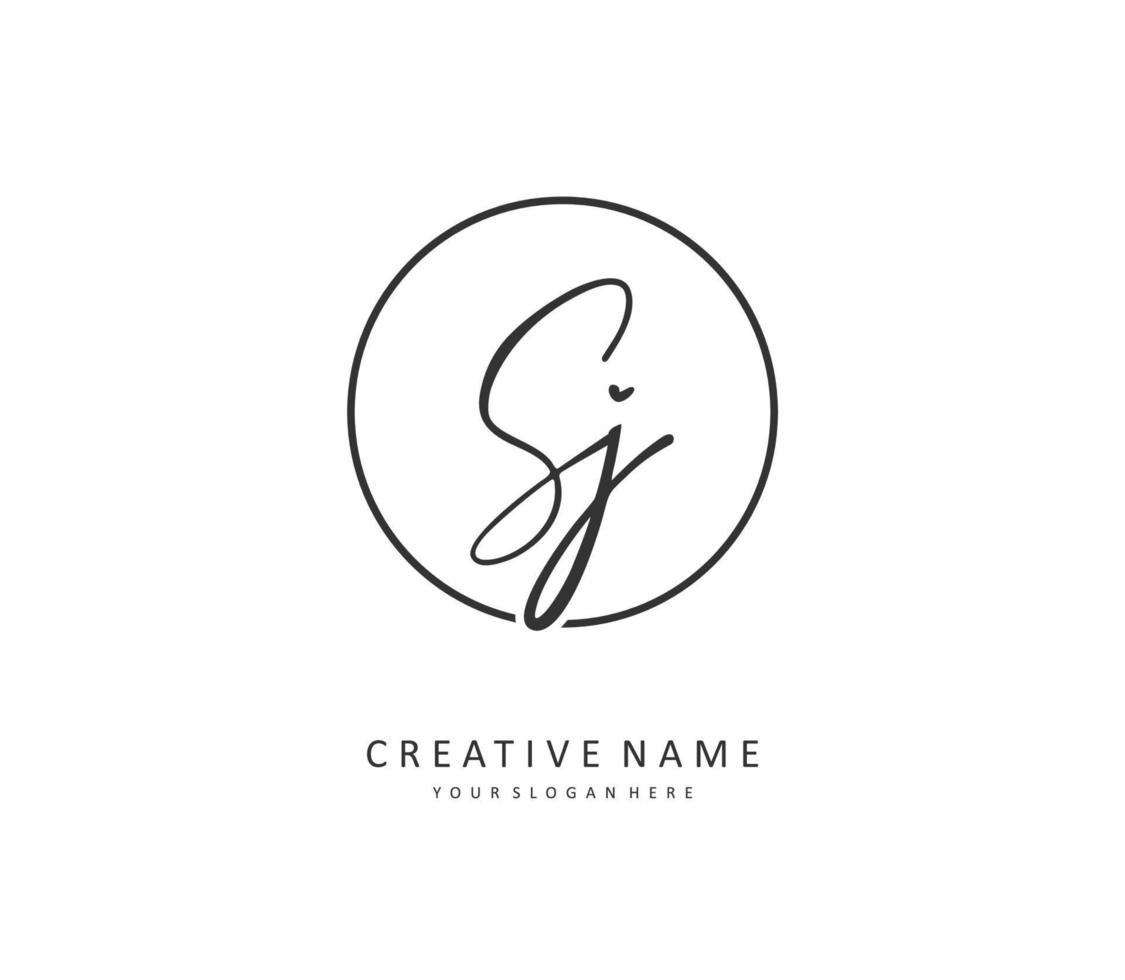 SJ Initial letter handwriting and  signature logo. A concept handwriting initial logo with template element. vector
