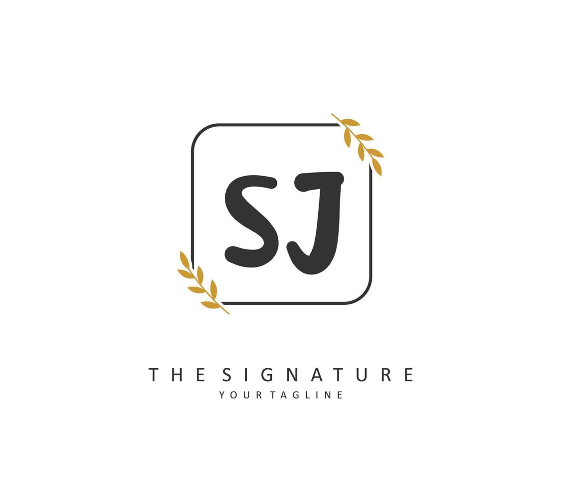 SJ Initial letter handwriting and  signature logo. A concept handwriting initial logo with template element. vector