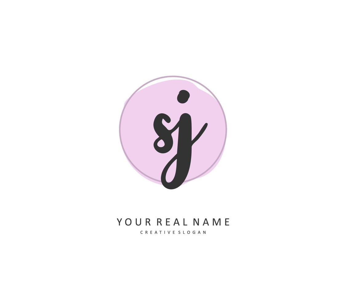 SJ Initial letter handwriting and  signature logo. A concept handwriting initial logo with template element. vector