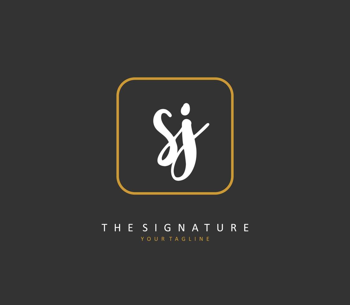 SJ Initial letter handwriting and  signature logo. A concept handwriting initial logo with template element. vector