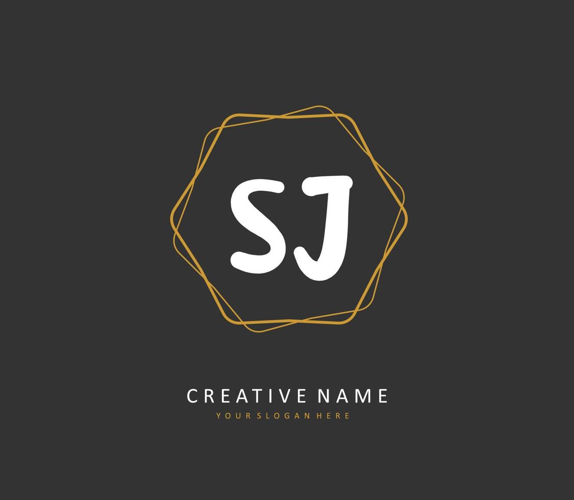 SJ Initial letter handwriting and  signature logo. A concept handwriting initial logo with template element. vector