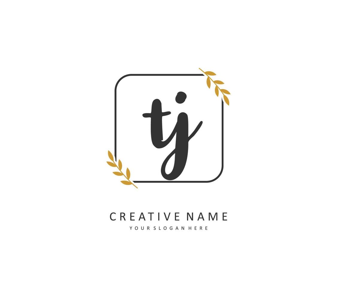 TJ Initial letter handwriting and  signature logo. A concept handwriting initial logo with template element. vector