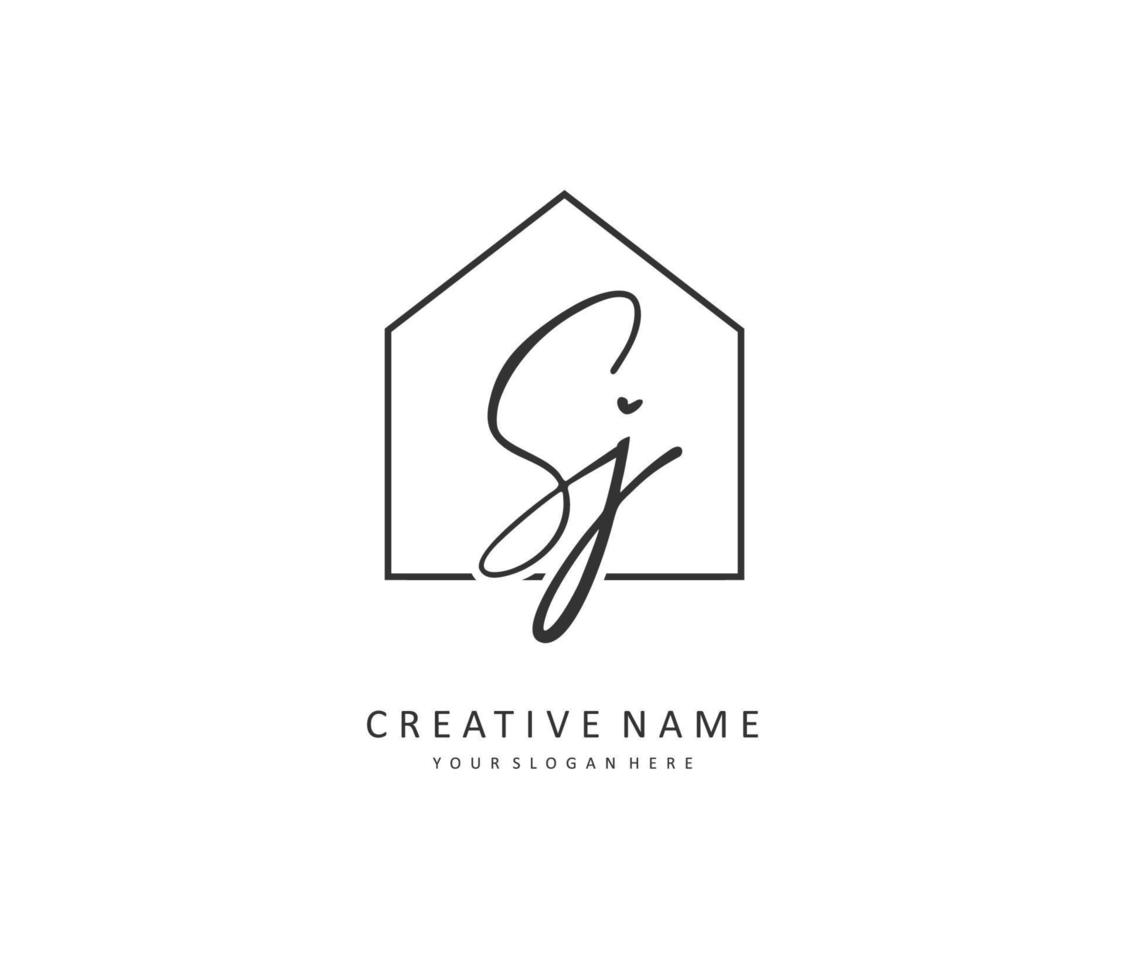 SJ Initial letter handwriting and  signature logo. A concept handwriting initial logo with template element. vector