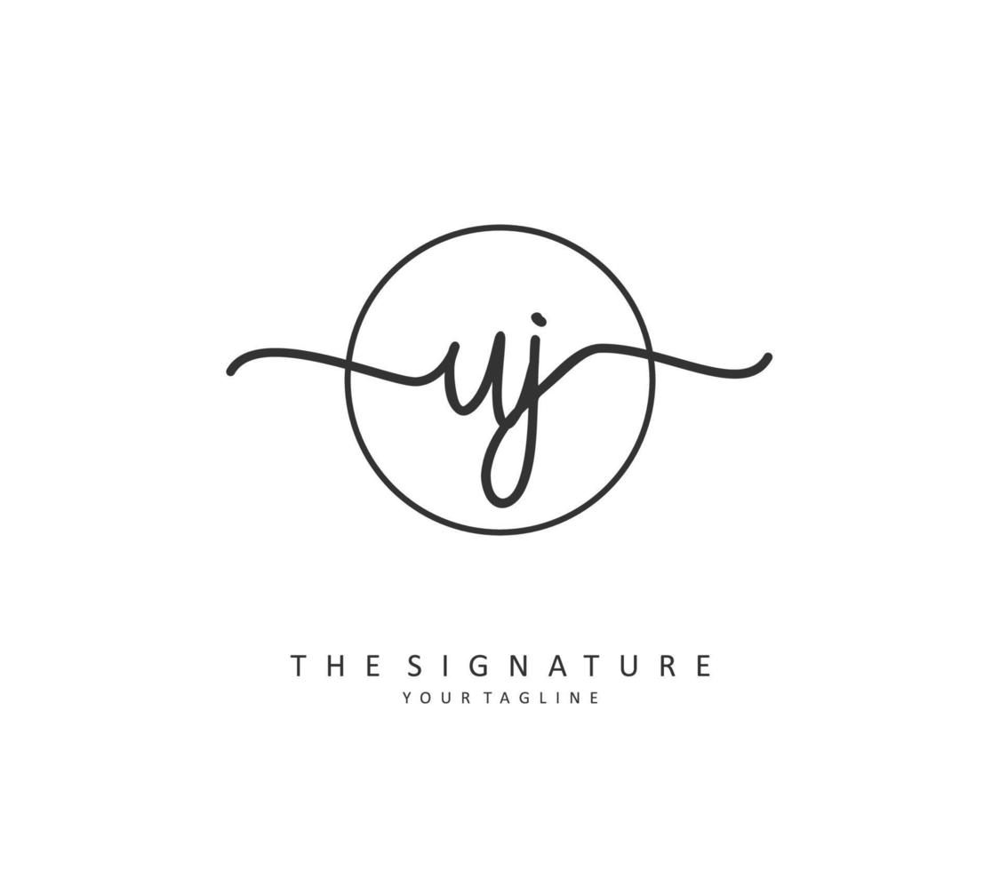 UJ Initial letter handwriting and  signature logo. A concept handwriting initial logo with template element. vector