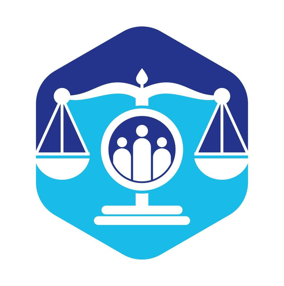 Justice people logo design vector. Law firm and people logo icon template design. vector