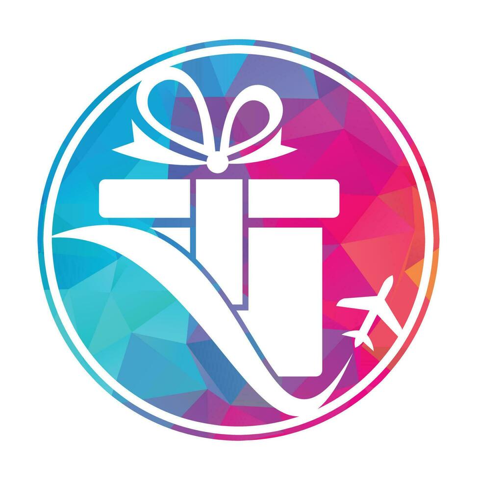 Travel gift vector logo design. Vector of gift and plane logo combination.