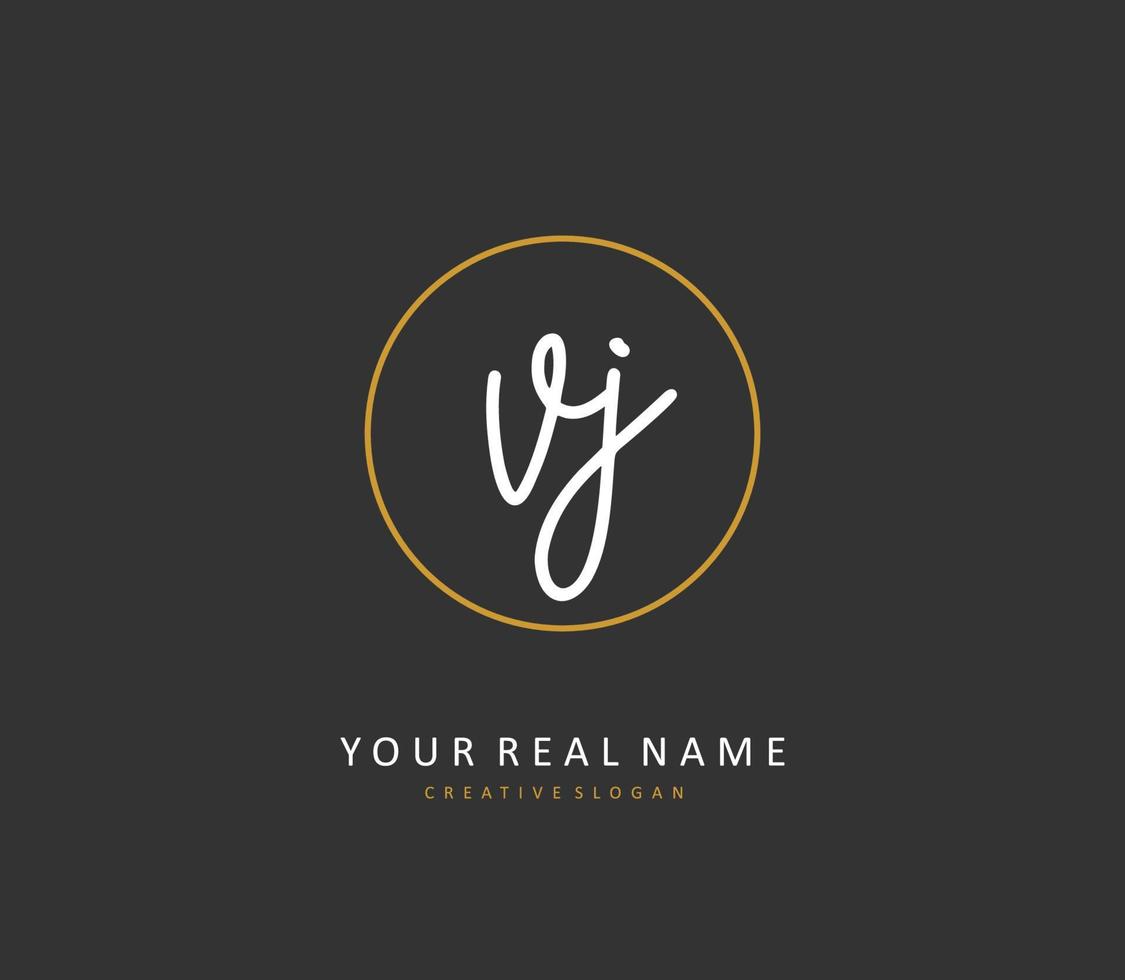 VJ Initial letter handwriting and  signature logo. A concept handwriting initial logo with template element. vector