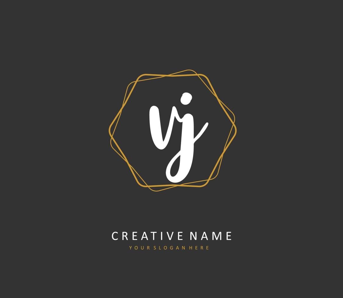 VJ Initial letter handwriting and  signature logo. A concept handwriting initial logo with template element. vector