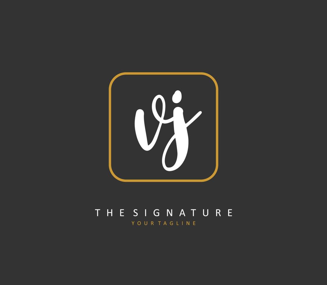 VJ Initial letter handwriting and  signature logo. A concept handwriting initial logo with template element. vector