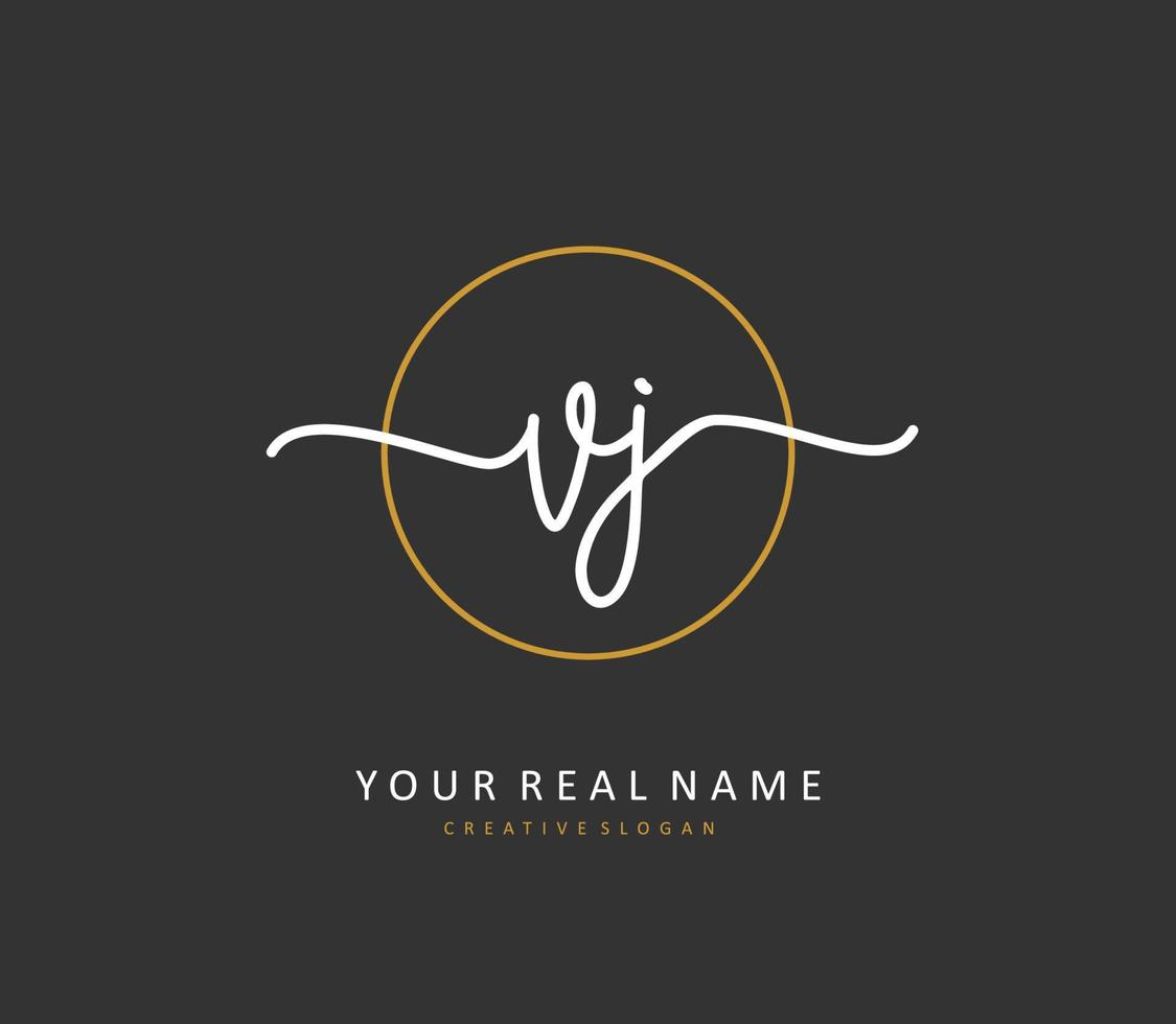 VJ Initial letter handwriting and  signature logo. A concept handwriting initial logo with template element. vector