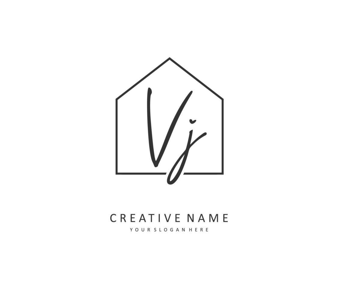 VJ Initial letter handwriting and  signature logo. A concept handwriting initial logo with template element. vector