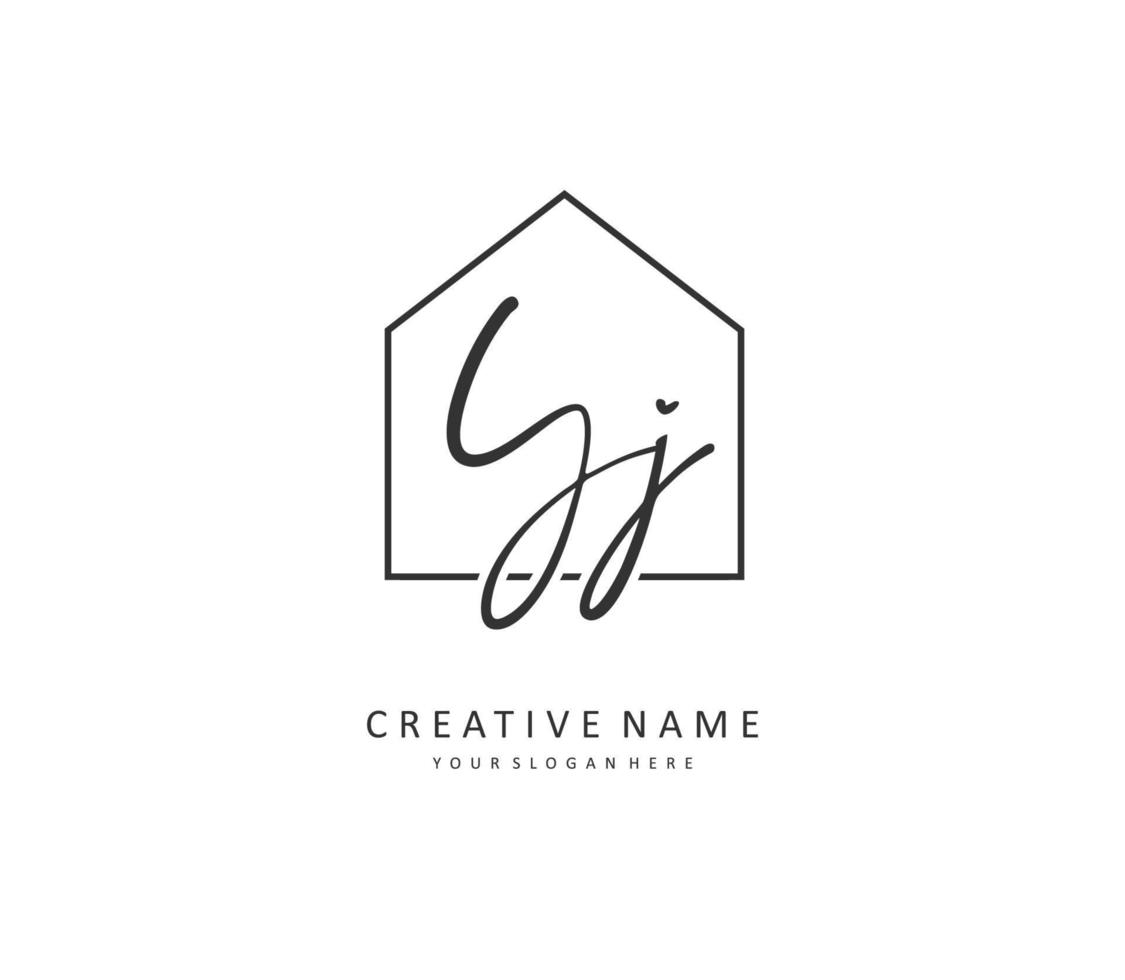 YJ Initial letter handwriting and  signature logo. A concept handwriting initial logo with template element. vector