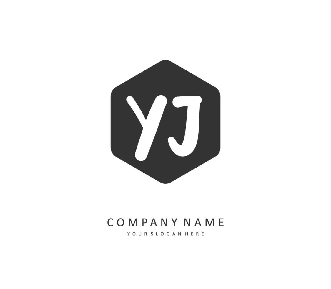 YJ Initial letter handwriting and  signature logo. A concept handwriting initial logo with template element. vector